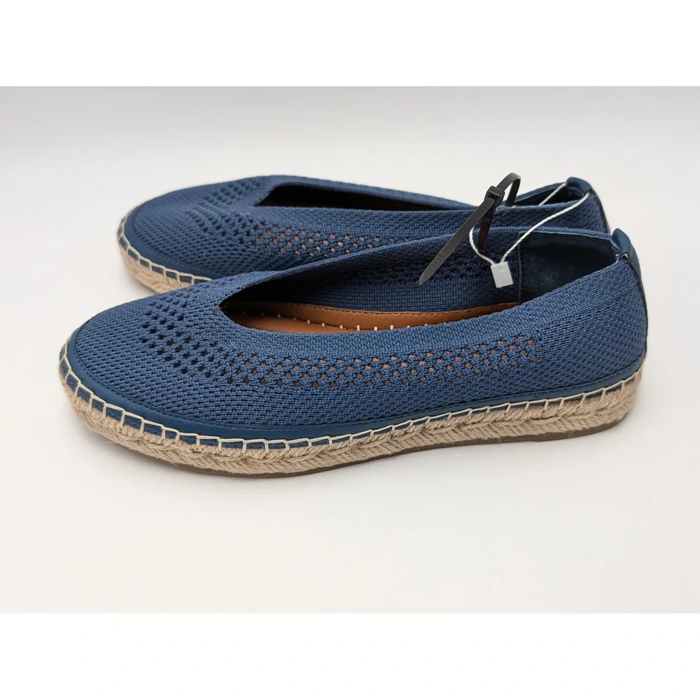 Lucky Brand Drena Blue Knit Espadrille Flats Womens 5.5 Ortholite Comfort Y2K‎
